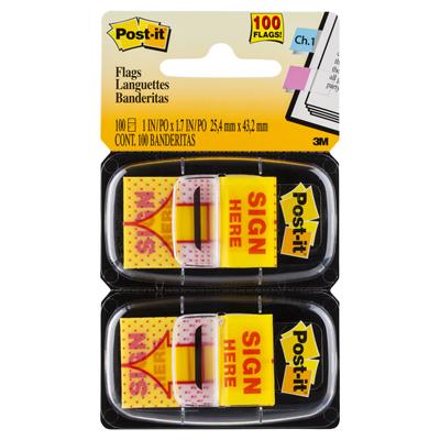 POSTIT 680SH2 SIGN HERE FLAGS YELLOW TWIN PACK 100