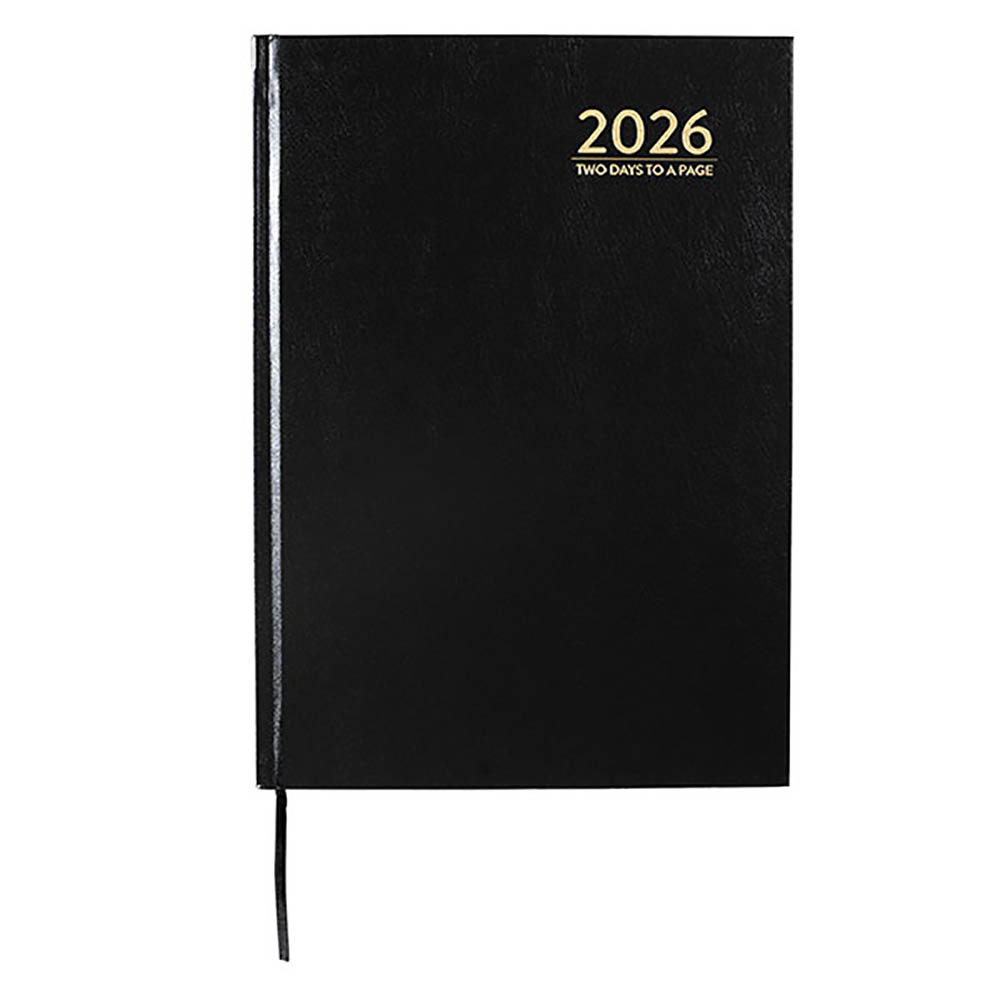 CUMBERLAND 42ECBK CASEBOUND DIARY 2 DAYS TO PAGE A4 BLACK