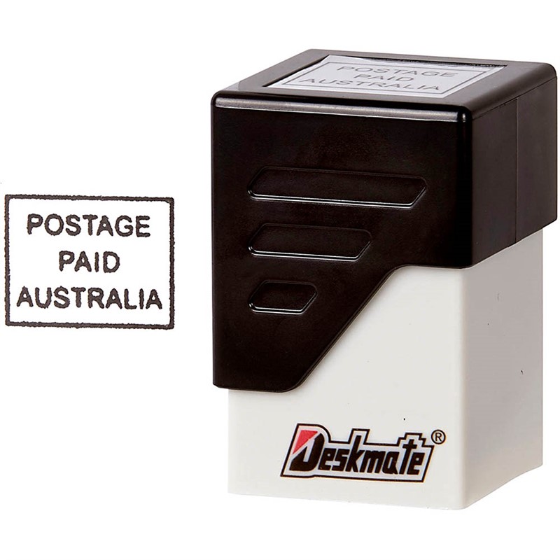 DESKMATE PREINKED MESSAGE STAMP POSTAGE PAID BLACK