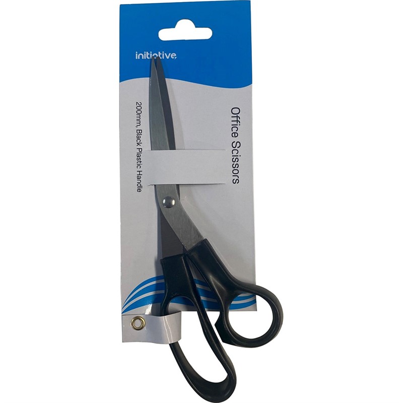INITIATIVE SCISSOR PLASTIC HANDLE 200MM BLACK