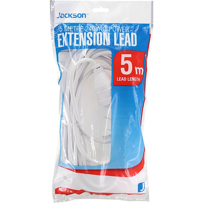 JACKSON POWER EXTENSION LEAD 5 METRE WHITE