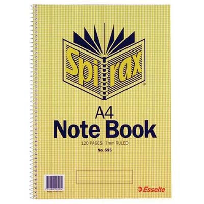 SPIRAX 595 NOTEBOOK 7MM RULED SPIRAL BOUND SIDE OPEN 120 PAGE A4