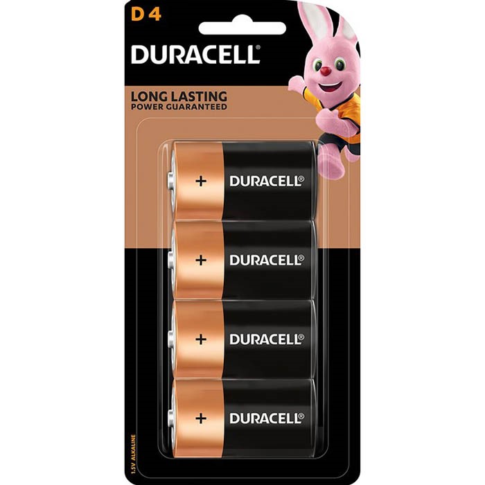 DURACELL COPPERTOP ALKALINE D BATTERY PACK 4