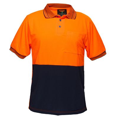 PORTWEST MP110 TWO TONED MICRO MESH POLO SHIRT ORANGE NAVY LARGE
