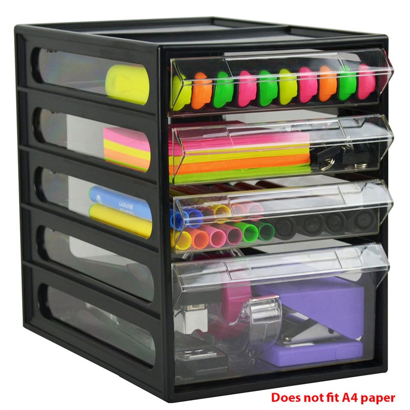 ITALPLAST OFFICE ORGANISER CABINET 4 DRAWER 255D X 165W X 230H MM BLACK