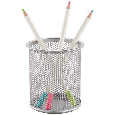 ITALPLAST WIRE MESH PENCIL CUP SILVER