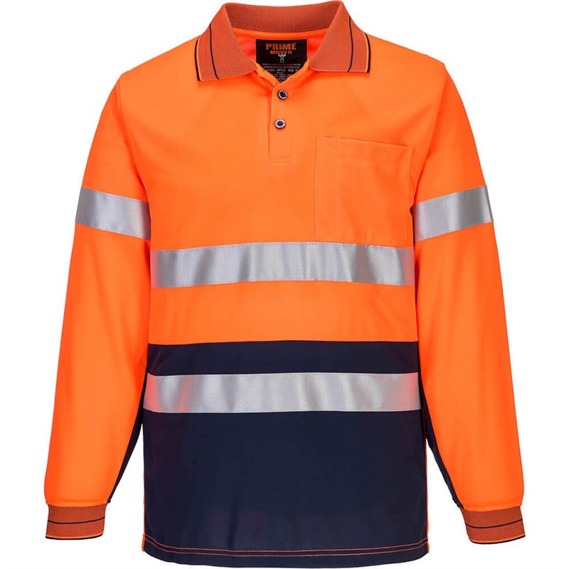 PORTWEST MP513 MICRO MESH POLO SHIRT LONG SLEEVE 2TONE WITH TAPE