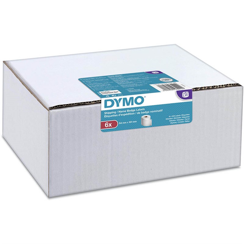 DYMO 99014 LW SHIPPING LABELS 54 X 101MM WHITE ROLL 220 BOX 6