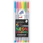 STAEDTLER TRIPLUS 334 FINELINER SUPERFINE PENS 03MM ASSORTED NEON WALLET 6