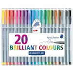 STAEDTLER TRIPLUS 334 FINELINER SUPERFINE PENS 03MM ASSORTED PACK 20
