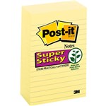 POSTIT 6605SSCY PK5 SUPER STICKY LINED NOTES 101 X 152MM CANARY YELLOW