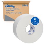 KLEENEX COMPACT TOILET TISSUE ROLL 2PLY 300M CARTON 6