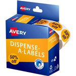 AVERY 937317 50 OFF DISPENSER LABELS 24MM ORANGE PACK 500