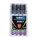 ARTLINE 90 PERMANENT MARKER CHISEL 25MM BLACK HARD CASE PACK 4