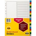 MARBIG DIVIDER PP 20TAB A4 ASSORTED