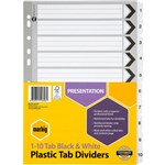 MARBIG INDEX DIVIDER REINFORCED 110 TAB A4 BLACKWHITE