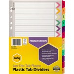 MARBIG INDEX DIVIDER REINFORCED MANILLA JANDEC TAB A4 FLUORO ASSORTED