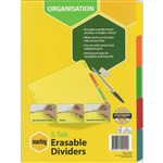 MARBIG DIVIDER ERASABLE MANILLA 5TAB A4 BRIGHTS