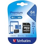 VERBATIM MICROSD CARD WITH ADAPTER 64GB BLACK