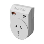 MOKI TRAVEL ADAPTOR PLUS OUTBOUND AUNZ TO SOUTH AFRICA WHITE