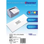 UNISTAT 38965 MULTIPURPOSE LABEL 65UP 381X212MM PACK 100