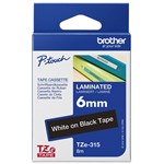 BROTHER TZE315 LAMINATED LABELLING TAPE 6MM WHITE ON BLACK