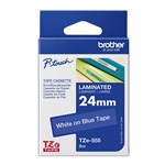 BROTHER TZE555 LAMINATED LABELLING TAPE 24MM WHITE ON BLUE