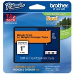 BROTHER TZEB51 LAMINATED LABELLING TAPE 24MM BLACK ON FLURO ORANGE
