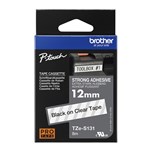 BROTHER TZES131 STRONG ADHESIVE LABELLING TAPE 12MM BLACK ON CLEAR