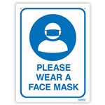 DURUS WALL SIGN PLEASE WEAR A FACE MASK RECTANGLE 225 X 300MM BLUEWHITE