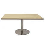 RAPIDLINE ESTILO SQUARE COFFEE TABLE 540MM DIA NATURAL OAK AND STAINLESS STEEL BASE