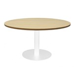 RAPIDLINE ESTILO COFFEE TABLE 900MM DIA NATURAL OAK AND WHITE BASE