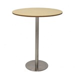 RAPIDLINE ESTILO DRY BAR TABLE 900MM DIA NATURAL OAK AND STAINLESS STEEL BASE