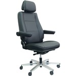 DAL HD CONTROLMASTER COMFORTLINE 180 CHAIR ADJUSTABLE ARMS AND HEADREST ALUMINIUM BASE LEATHER BLACK