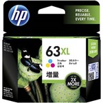 HP F6U63AA 63XL INK CARTRIDGE HIGH YIELD TRI COLOUR PACK CYANMAGENTAYELLOW