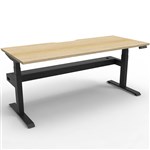 RAPIDLINE BOOST PLUS HEIGHT ADJUSTABLE SINGLE SIDED WORKSTATION WITH CABLE TRAY 1500 X 750MM NATURAL OAK TOP  BLACK FRAME