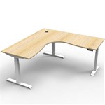 RAPIDLINE BOOST PLUS HEIGHT ADJUSTABLE CORNER WORKSTATION 1500 X 1500 X 750MM NATURAL OAK TOP  WHITE FRAME