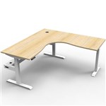 RAPIDLINE BOOST PLUS HEIGHT ADJUSTABLE CORNER WORKSTATION WITH CABLE TRAY 1800 X 1800 X 750MM NATURAL OAK TOP  WHITE FRAME