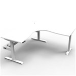 RAPIDLINE BOOST PLUS HEIGHT ADJUSTABLE CORNER WORKSTATION WITH CABLE TRAY 1800 X 1800 X 750MM NATURAL WHITE TOP  WHITE FRAME