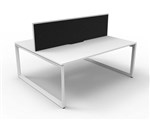 RAPID INFINITY DELUXE 2 PERSON LOOP LEG DOUBLE SIDED WORKSTATION 1800 X 750 X 730MM BLACK SCREEN  NATURAL WHITE SCALLOP TOP  WHITE FRAME