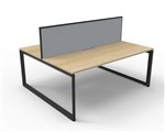 RAPID INFINITY DELUXE 2 PERSON LOOP LEG DOUBLE SIDED WORKSTATION 1800 X 750 X 730MM GREY SCREEN  NATURAL OAK SCALLOP TOP  BLACK FRAME