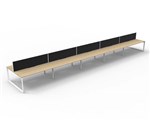 RAPID INFINITY DELUXE 10 PERSON LOOP LEG DOUBLE SIDED WORKSTATION 1500 X 750 X 730MM BLACK SCREEN  NATURAL OAK SCALLOP TOP  WHITE FRAME
