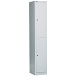 GO STEEL LOCKER 2 DOOR 380 X 455 X 1830MM SILVER GREY