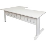 RAPID SPAN CORNER WORKSTATION WITH METAL MODESTY PANEL 1800 X 1200 X 700MM NATURAL WHITEWHITE