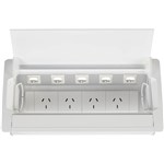 RAPIDLINE TABLE SURFACE MOUNTED SERVICE BOX 4GPO WHITE POWEDERCOAT