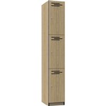 RAPIDLINE MELAMINE LOCKER 3 DOOR 1850 X 305 X 455MM NATURAL OAKBLACK EDGING