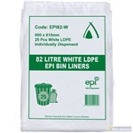 HUHTAMAKI LDPE BIN LINER EPI 82 LITRE WHITE PACK 25
