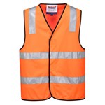 PRIME MOVER MV102 HIVIS VEST HOOK N LOOP CLOSURE REFLECTIVE TAPE