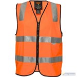 PRIME MOVER MZ102 HIVIS VEST ZIPPER CLOSURE REFLECTIVE TAPE ORANGE LARGE