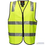 PRIME MOVER MZ102 HIVIS VEST ZIPPER CLOSURE REFLECTIVE TAPE YELLOW MEDIUM